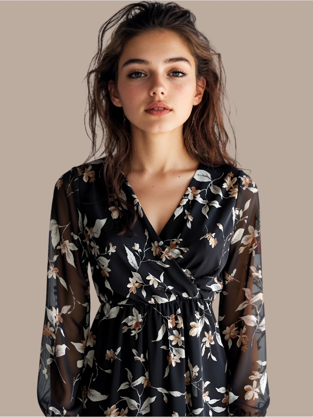Dainty Hooligan Floral Long Sleeve Mini Dress Black Small Boho Romantic